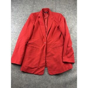 CHADWICKS Women's 12T Tall Blazer Single Button Red Jacket Career Preppy Office